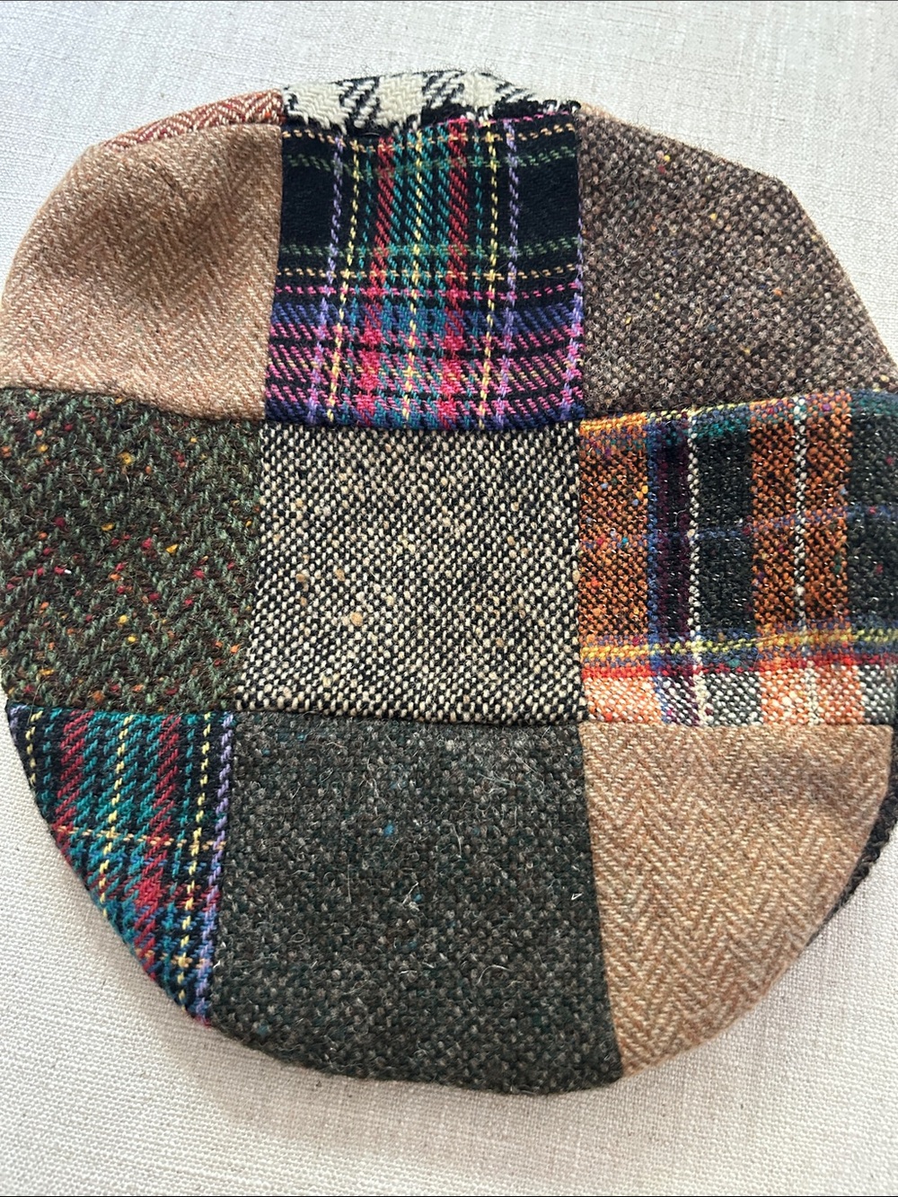Vintage Hanna Hats Pure Wool Patchwork Cap Tweed Men's Medium Made in Ireland - Picture 6 of 11